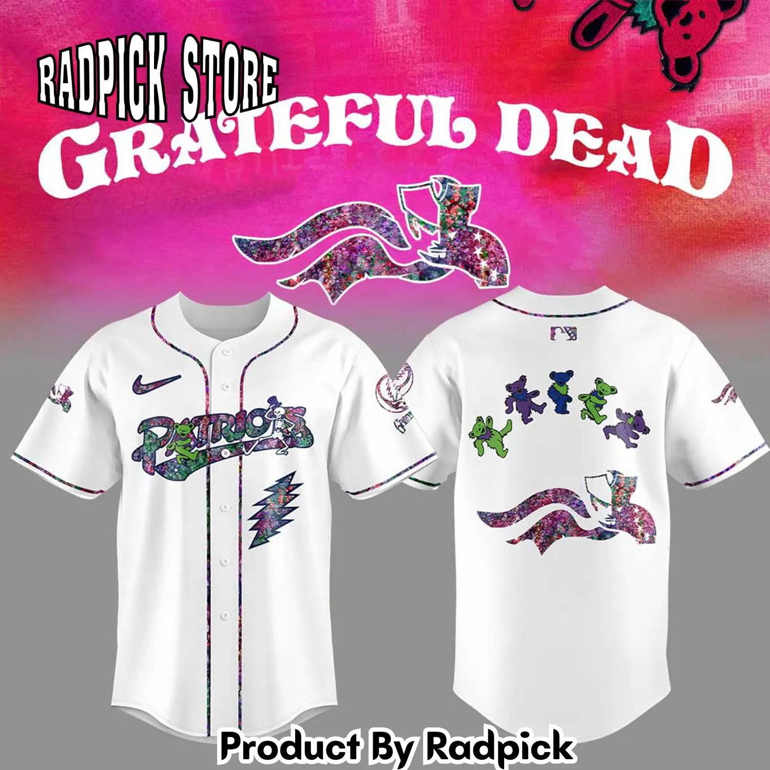 Radpick somerset patriots grateful dead night baseball jersey rp12782